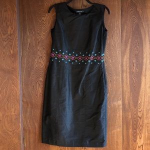 Harold’s 100% silk shantung black shift dress NWT